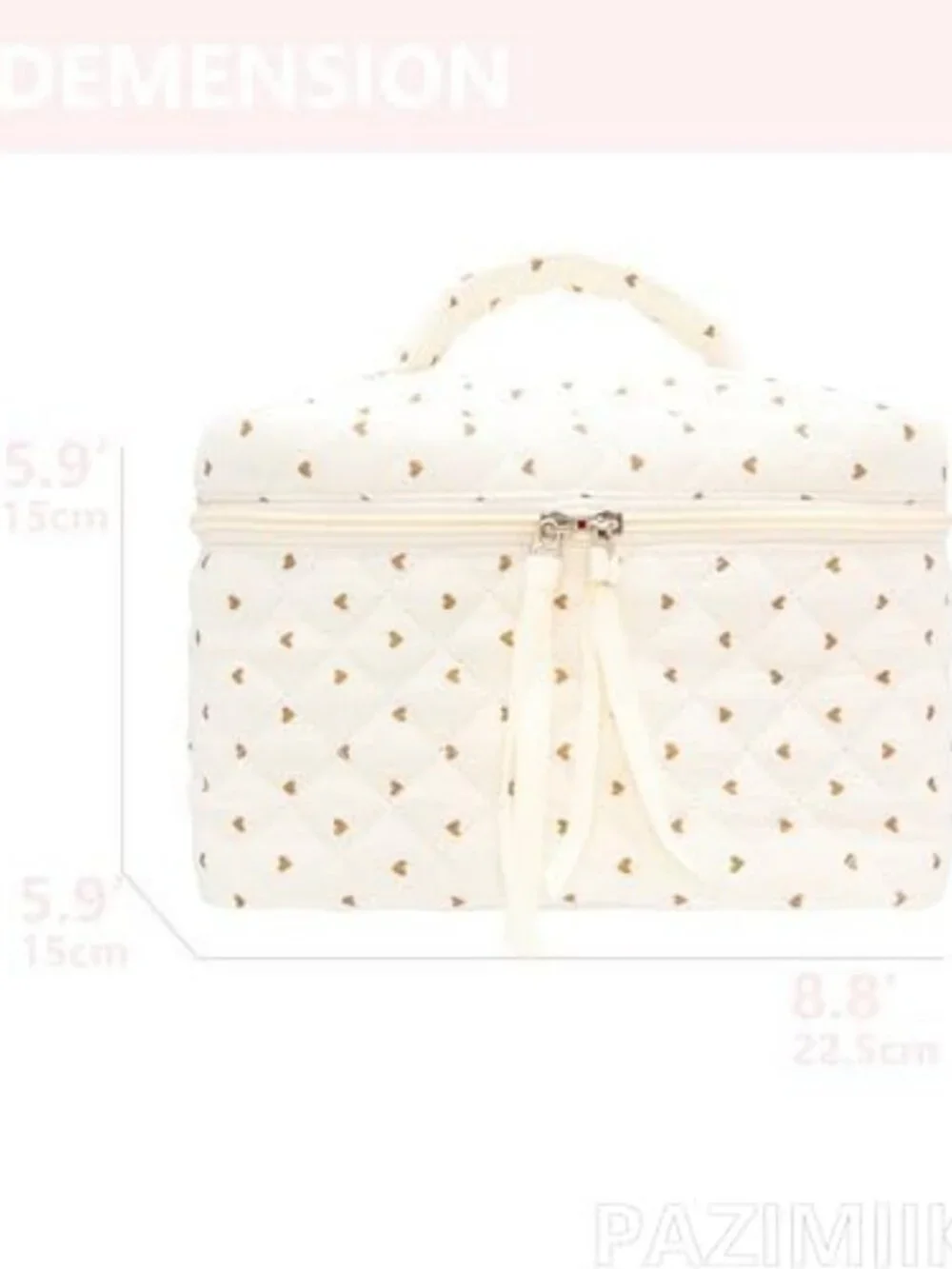 Quilted Travel Makeup Bag for Women | Cosmetic & Toiletry Organizer, Heart